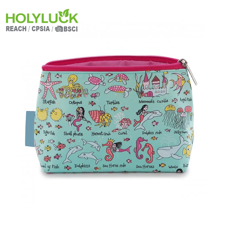 Women small makeup bag travel funny storage toiletry bag kids cartoon car makeup kid toiletry bag with logo zip