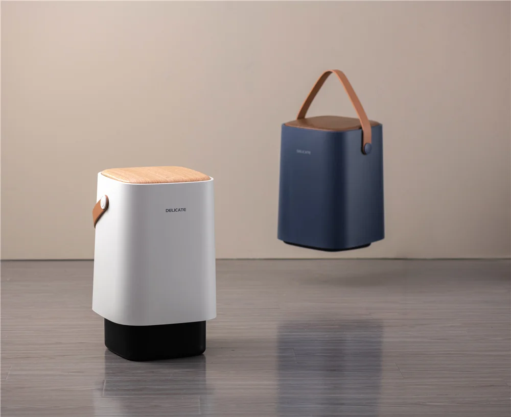 Pinmoo Nordic 8L Household Bathroom Kitchen Office Home Plastic Trash Waste Bin with Press Type Lid