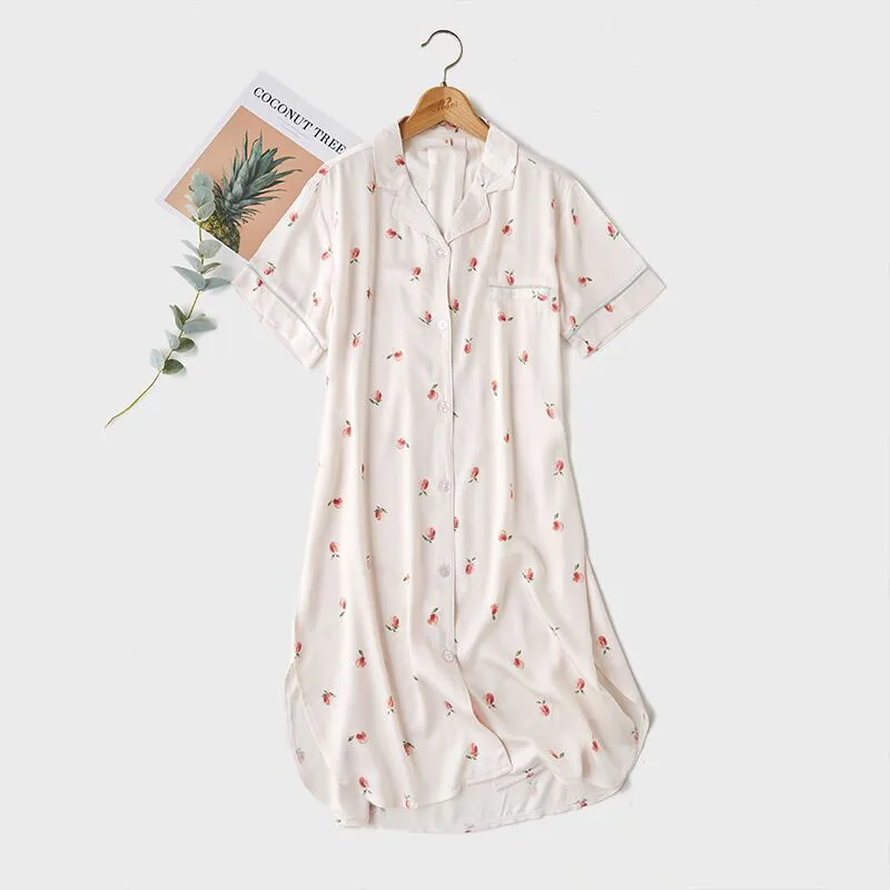 Womens Nightgowns Skirt Cotton Lounge Wear Ladies Hot Cardigan Night Dress