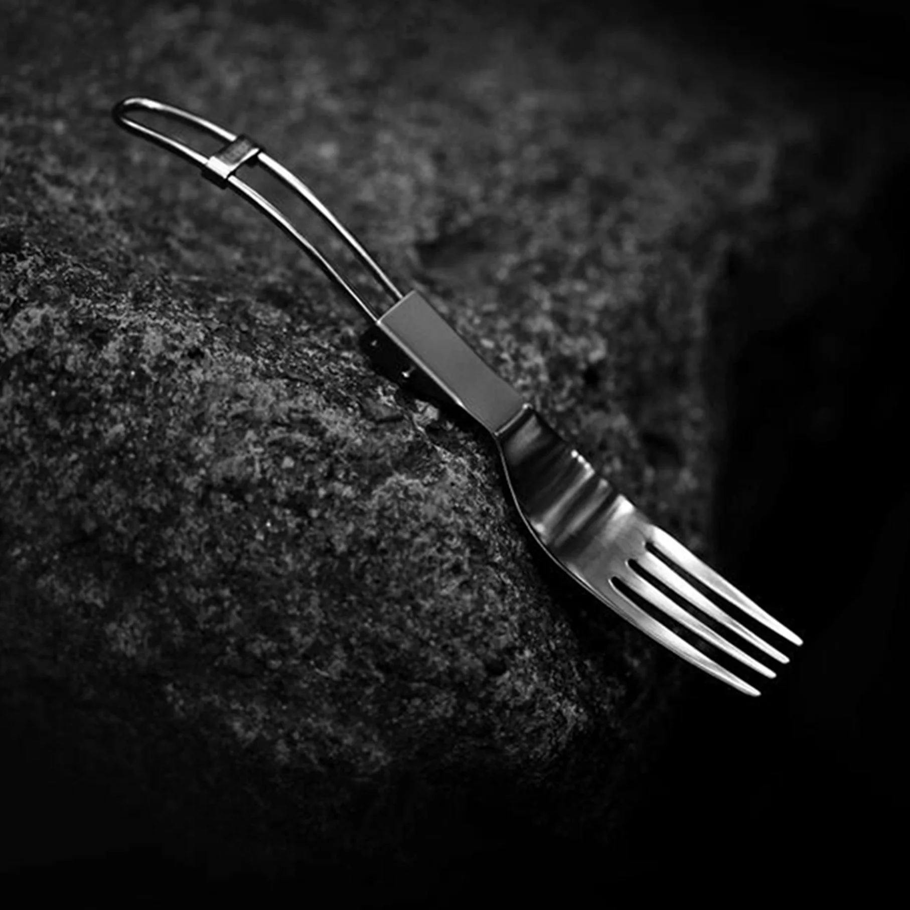 folding handle titanium  fork with bag