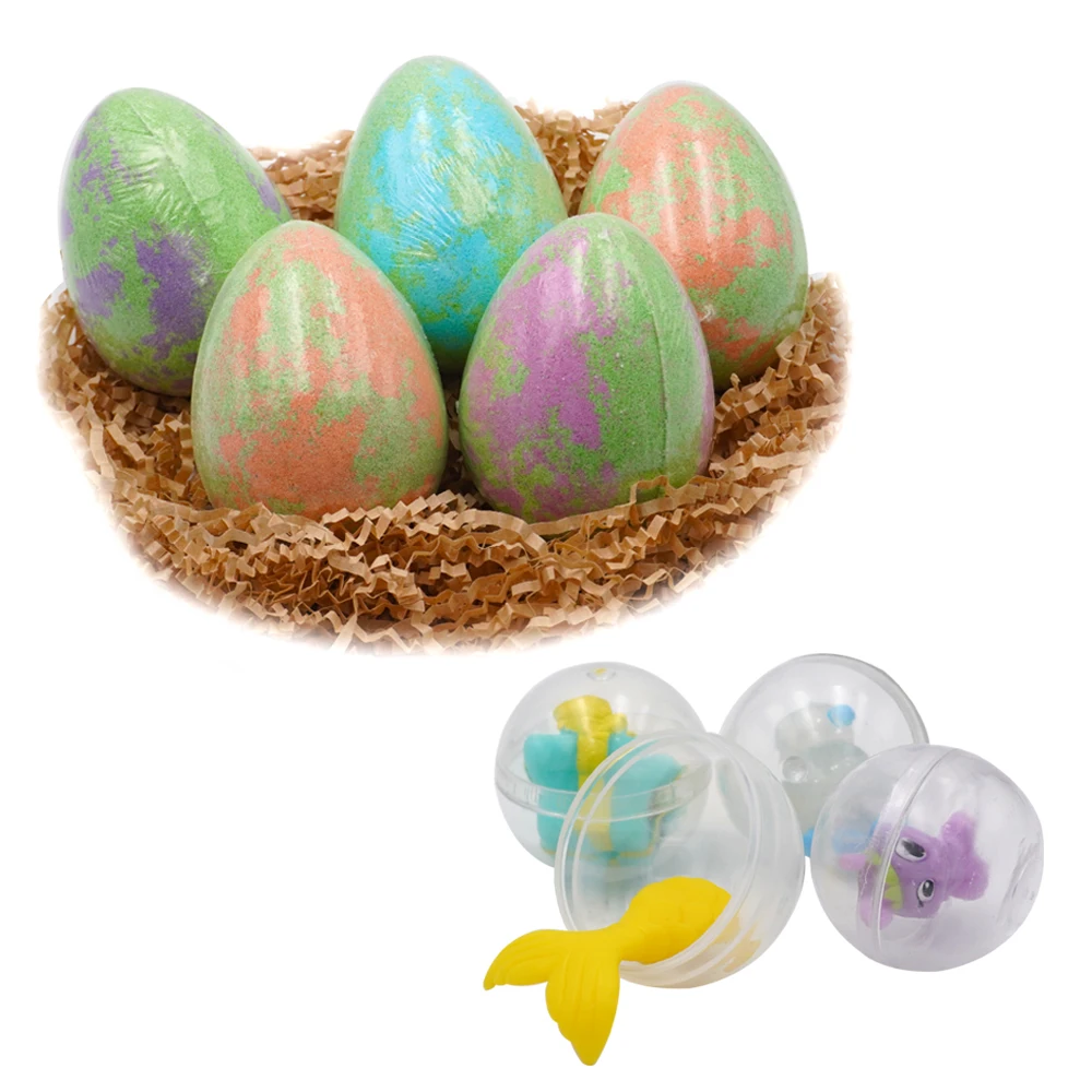 Easter Gift Girls Boys Kids Safe Spa Bath Fizz Balls Msds Colorful Egg Bath Fizzies Bath Bombs for Kids with Toys Inside