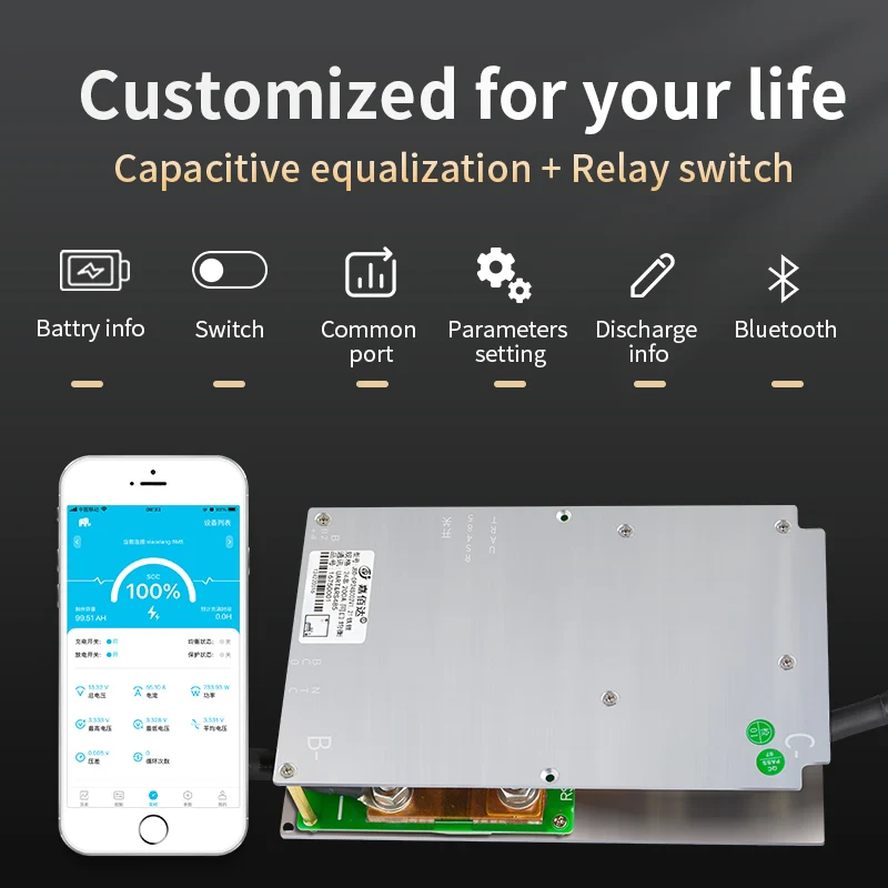 JiaBaiDa smart bms Li-ion 8s 13s 16s 20a 24s lifepo4 200A 72 в 60 48 36 В 24 активный баланс для литий-ионного