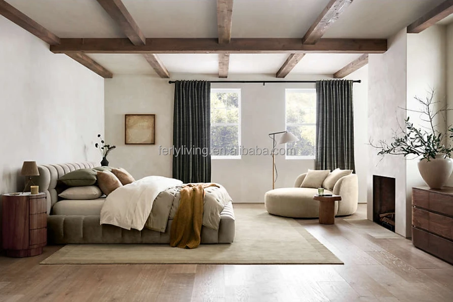 FERLY Hot Selling Bedroom Furniture Wooden King Size Bed Double Bed Furniture Bedroom Sets Modern Luxury King Size Bed