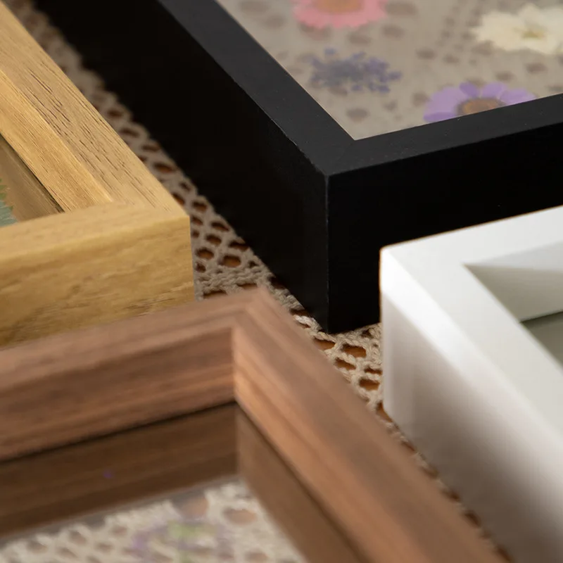 Wholesale Factory Price Transparent Double Sided Glass MDF Wooden Picture Frame Solid Wood Floating Photo Frame With Real Glass