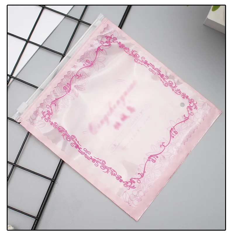 Transparent frosted zipper bag clothing bag pe plastic self-sealing underwear clothing bag logo printing custom