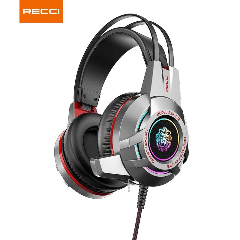 Recci L22 3.5mm colorful light stereo gaming earphones headphone headset for mobile computer PUBG games