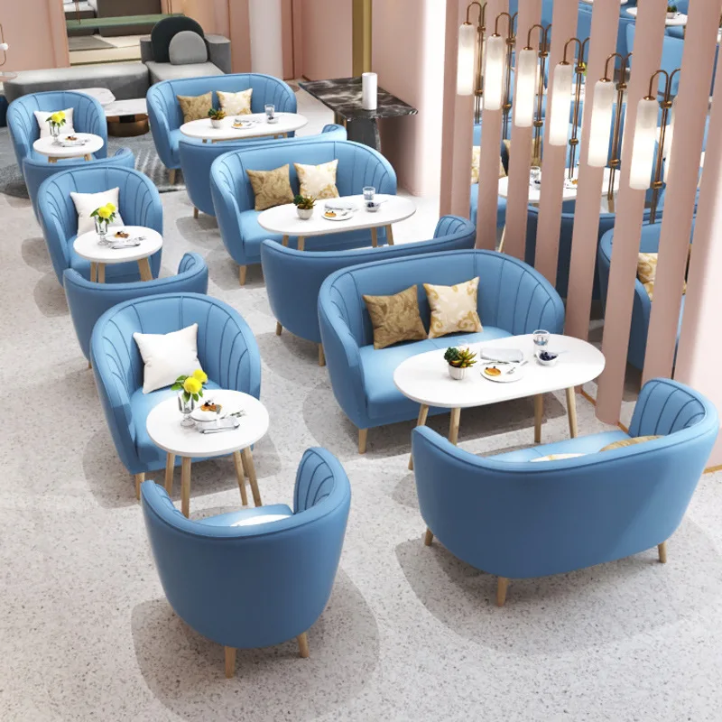 Light Luxury Hotel Restaurant Coffee desert Shop Cafe Furniture sets Leather Armchair Dining Room Table Chairs sofa Set Custom
