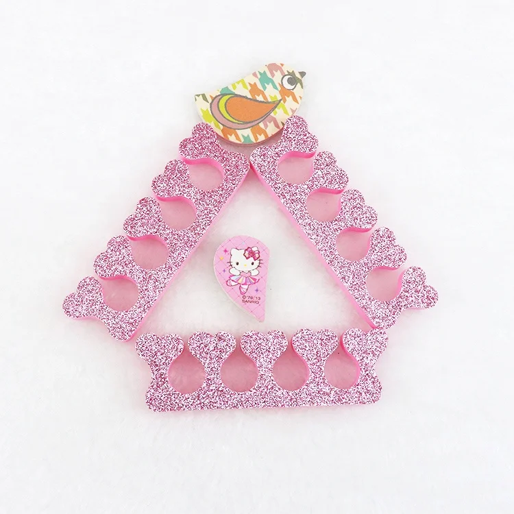 Ziri Factory Supply Nail Art Tools Pedicure EVA  Toe Divider Manicure Pink Sponge Glitter Foot Fingers Separator