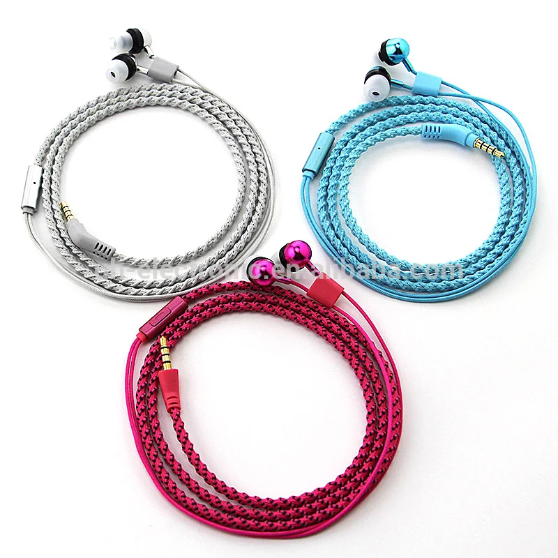 original Wired in Ear bracelet Earphones Headphones with Microphone Volume Stereo braided Earphones for Cell Phone
