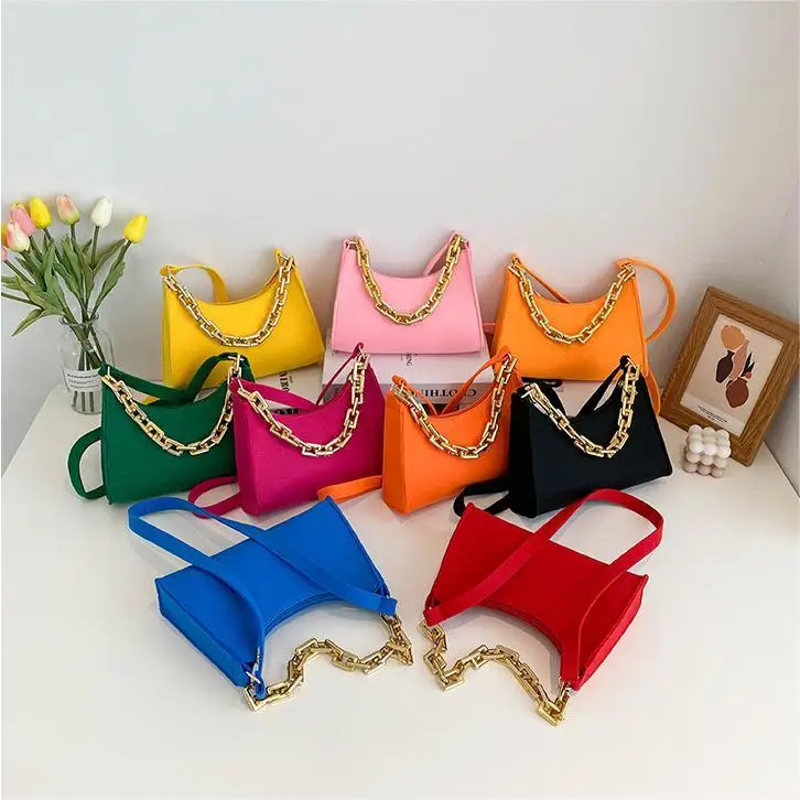 Z204 Fashion Casual Felt Shoulder Underarm Bag for Women Crossbody Tote Purse Shopping Bag Messenger Satchel With Metal Chain
