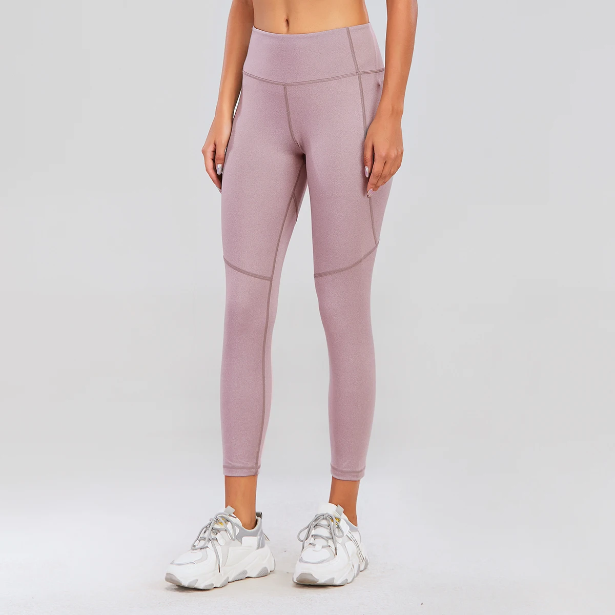 Wholesale custom logo nylon spandex workout leggings womens heather color contour line butt lifting yoga pants custom tights