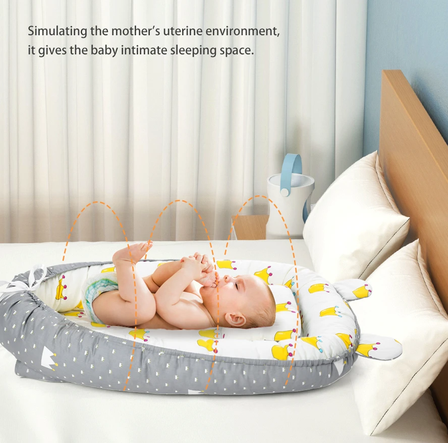 Reversible Co Sleeping Baby Lounger Portable Baby nest Ultra Safe Feeling to Cuddle Newborn Protect Infant Spine Crib&Bassinet