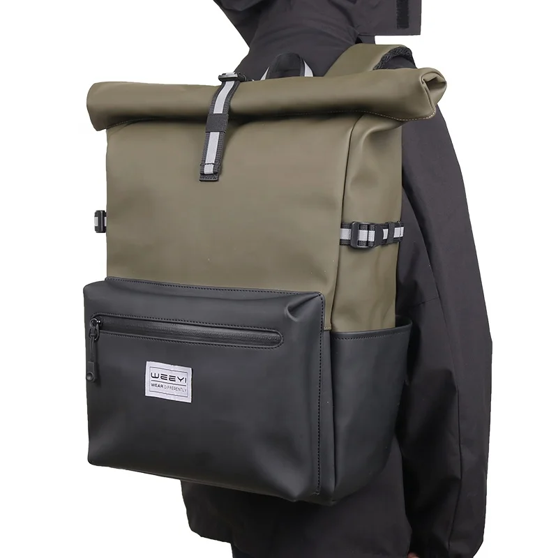CHANGRONG Custom high quality waterproof travel roll top backpack for men
