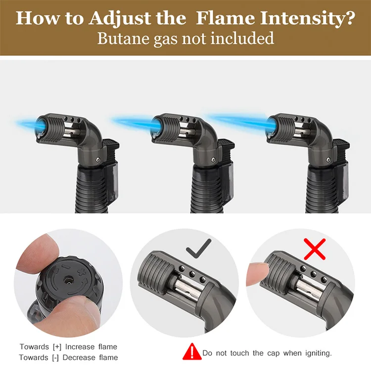 Hot-selling adjustable flame windproof refillable fuel single butane torch Jet flame cigarette cigar lighter