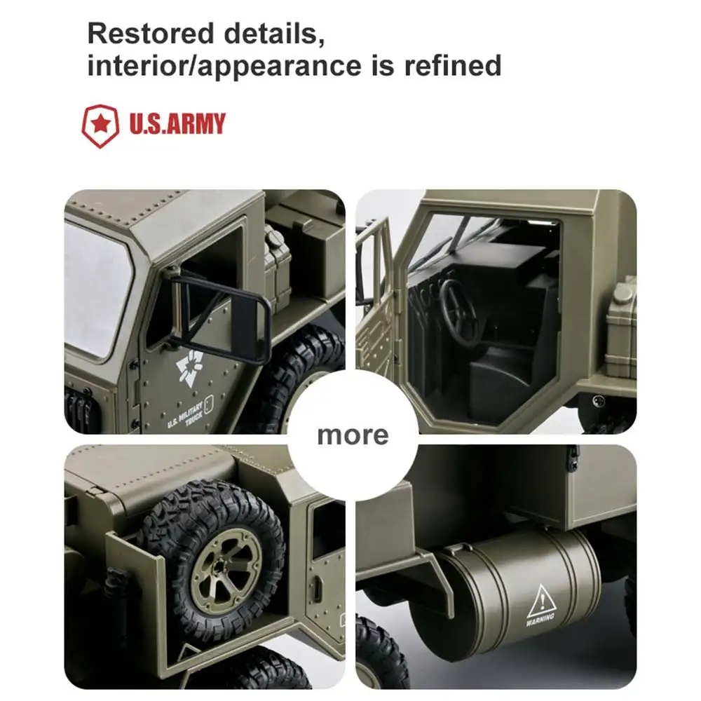 1/12 Full Scale 6WD US Army RC Military Truck 6x6 Wifi Camera Off-Road Pickup RC Truck Wholesale RC Cars RTR for Children