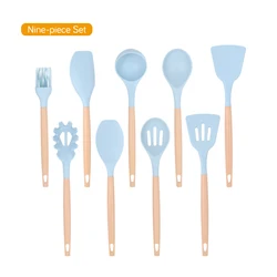 Hot-selling 12 pcs silicone kitchen utensils kitchen tools spoon with plastic handle