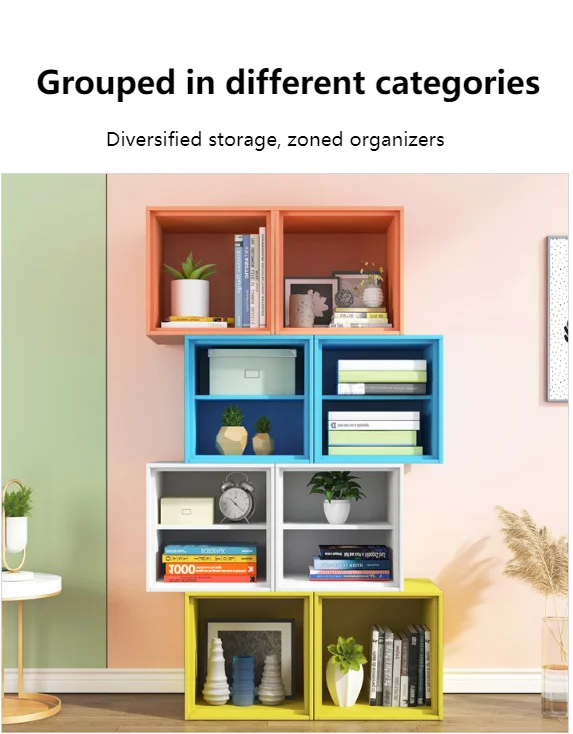 Free Combination Book Organizer for Kids Solid and Durable Cabinet Small Book Shelf Cream Style File Cabinet Short Bookcase