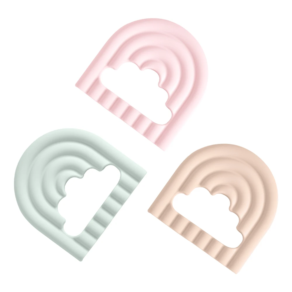 Maysun Food Grade Rainbow Silicone Baby Teethers Donut Rubber Toy Chewable Teething Toys Silicone Baby Teether