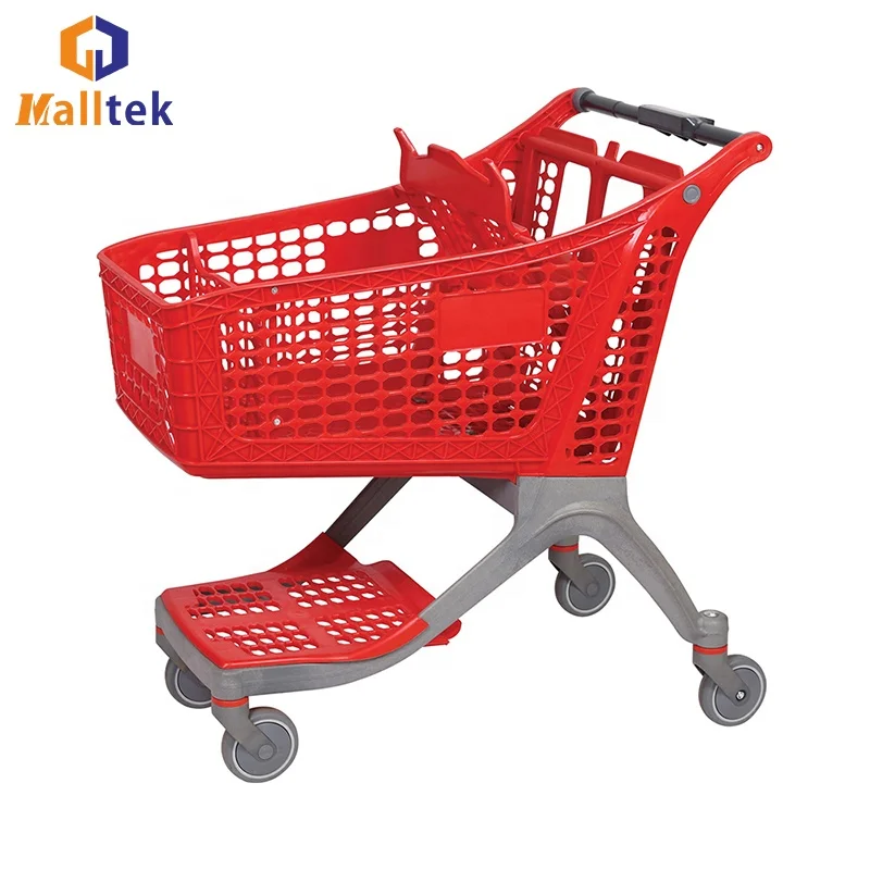 Customized Grocery Store  Foldable   Rure Plastic Shopping Trolley Cart
