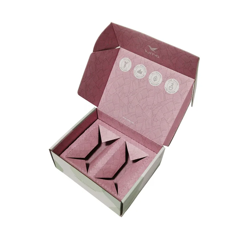 With insert shipping box eco friendly for cosmetics ecommerce E flute corrugated paper cosmetics shipping box
