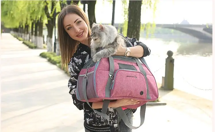 LDLC  trapzoid 900D two tone tan color Soft Sided Large Cat  Dog Comfort  handle  pet tote carrier for travel