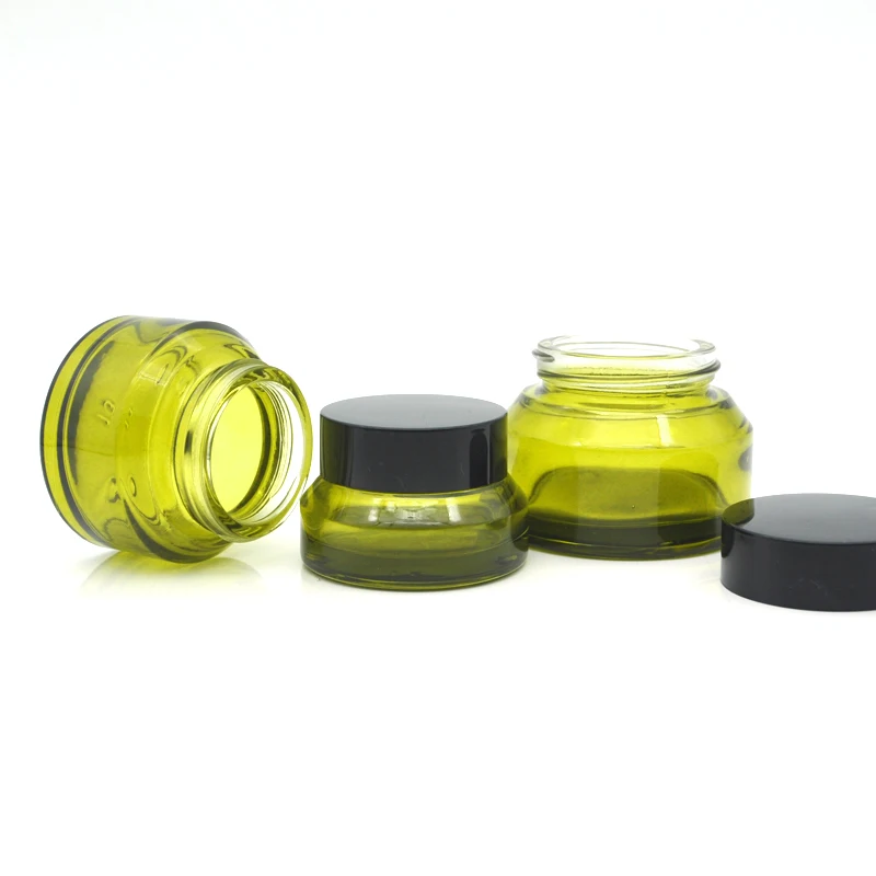 Cosmetic Jars Pot Bottles Case Empty Makeup Face Cream Lip Balm Storage Container Green Refillable Glass Skin Care Cream Black