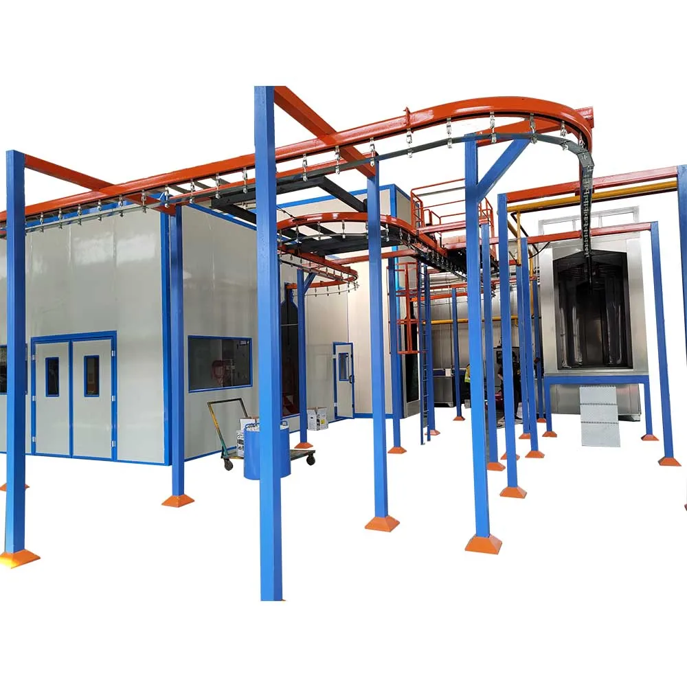NEW powder coated manufacture line/3-stage wash dry-off oven powder coat booth cure oven