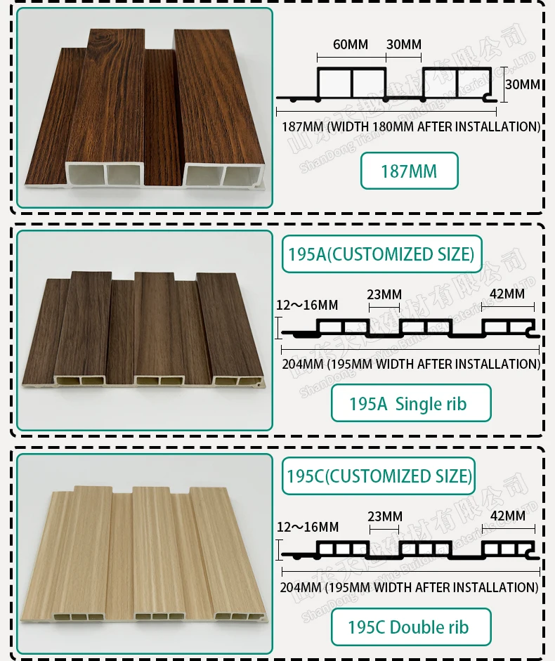 Modern wall cladding pvc wpc fluted wall panel wpc fence wall panel