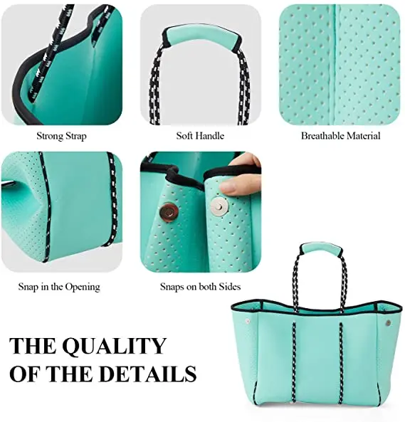 Многофункциональная большая модная Неопреновая женская сумка с перфорацией, летняя пляжная сумка, неопреновая сумка-тоут