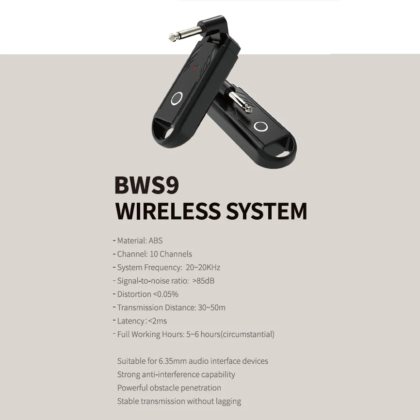BWS9 Bluetooth Musical Instruments & Accessories Transmitter and Receiver