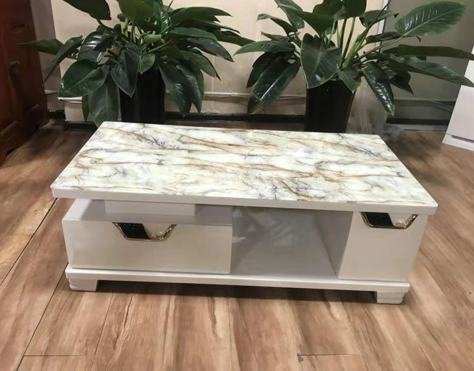 Пользовательский Многофункциональный Маленький мраморный модный дизайн Белый журнальный столик
