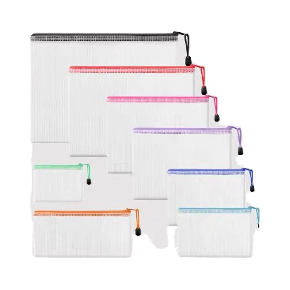B5 B4 A3 A4 A5 A6 Clear PVC Mesh Organizer Case Plastic Document Zipper Envelope Pouch File Folder Bags for School Office Use