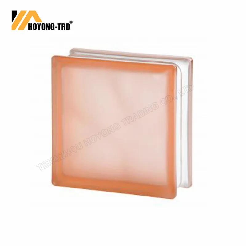 High Quality Decoration 190*190*80mm Crystal Side Colored Glass Block Brick