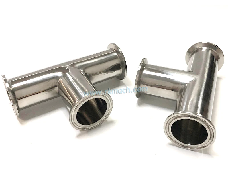 KF 3A/DIN/SMS pipe fittings 304 stainless steel food grade sanitary clamp pipe branch tee fittings