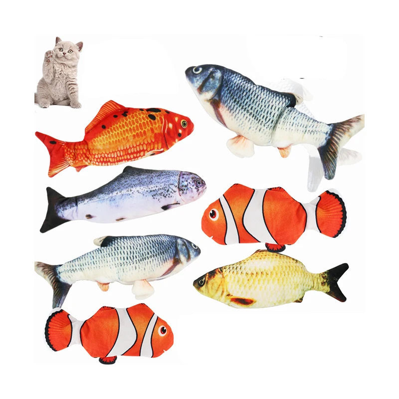 Wholesale Manufacturer Katzenspielzeug Catnip Pet Chewing Plush Stuffed Fish Plush Pillow Fishing Flippity Fish Cat Toy