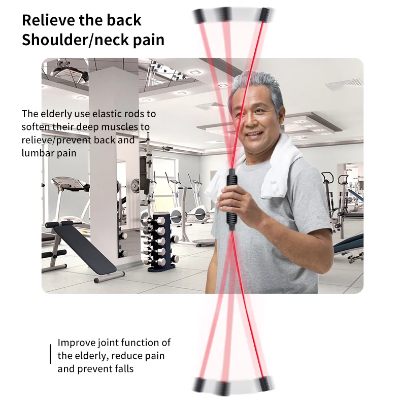 Multi Function Fitness Exercise Elastic Training Stick Vibrating Rod Tremble Yoga Wand Flexi Swing Bar