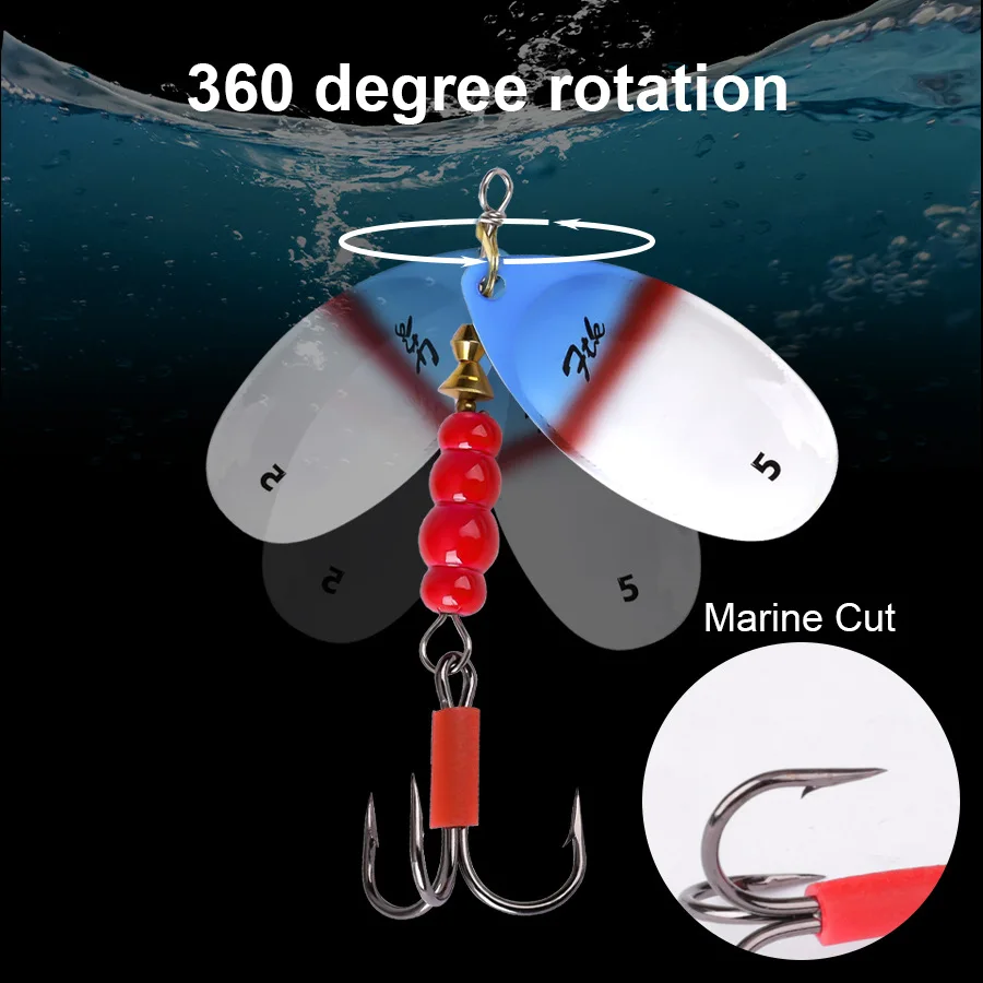 FTK 5g-15g Strong 3X Treble Hooks Spinner Fishing Lure Spoon Fishing Lure Brass Metal Swim Baits Bass Pike Fishing Lure Pesca