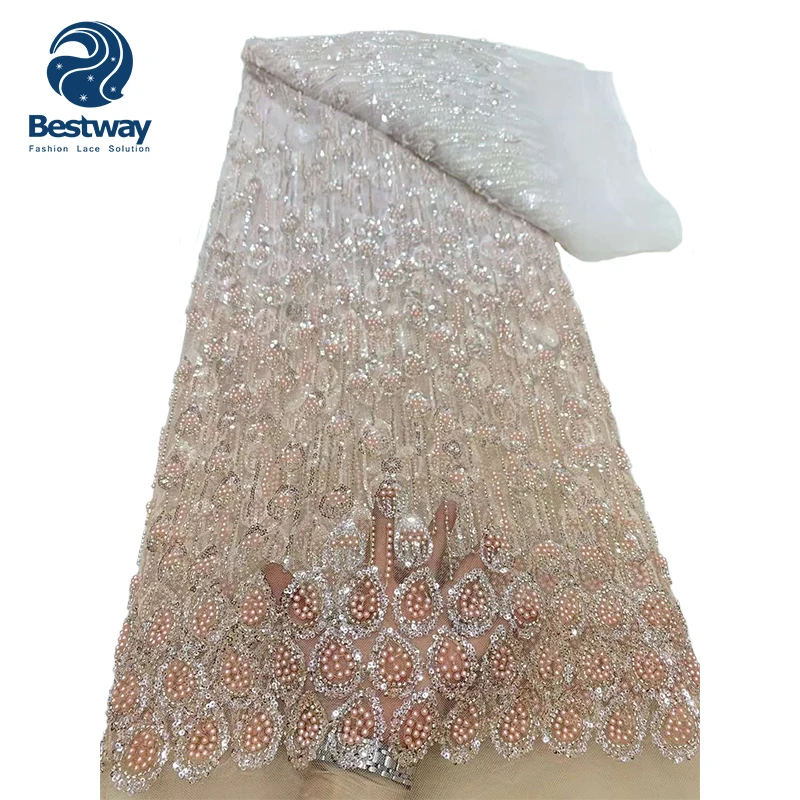 Bestway Beads Embroidery Luxury Austria Bridal Dress with Sequins Tulle Lace Fabric