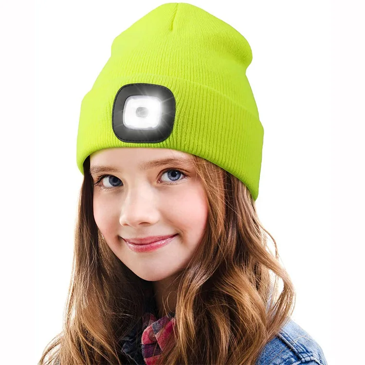 Wholesale USB Rechargeable Kids LED Beanie Hat For Kids