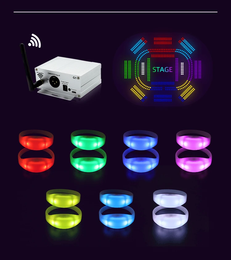 Led Rgb Flashing Remote Controlled Wristband Customized Logo Flashing Wristbands Bracelet Silicones LED Pulsera