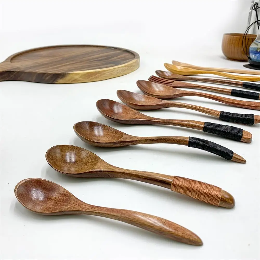 Недорогие деревянные ложки оптом, деревянные смешивающие ложки разного размера, деревянные Мини-ложки оптом