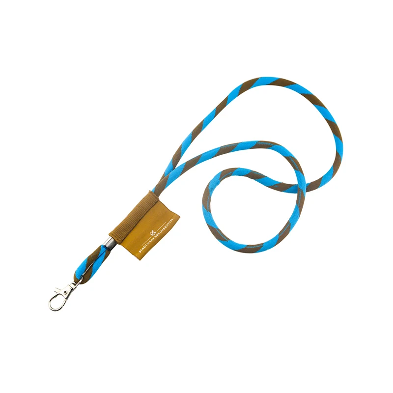 Customized Round Cord Jacquard Embroidery Woven Label Polyester Neck Strap Lanyard with Safety Breakaway Clip