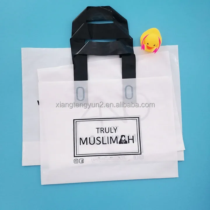 Promotional Logo Printed Packaging shopping plastic bag custom with soft loop handle