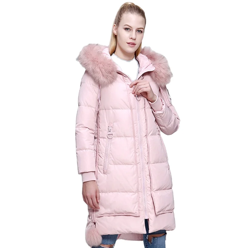 TANBOER fashion water proof breathable green winter coat ladies padded down jacket pink women fashion fox fur coat