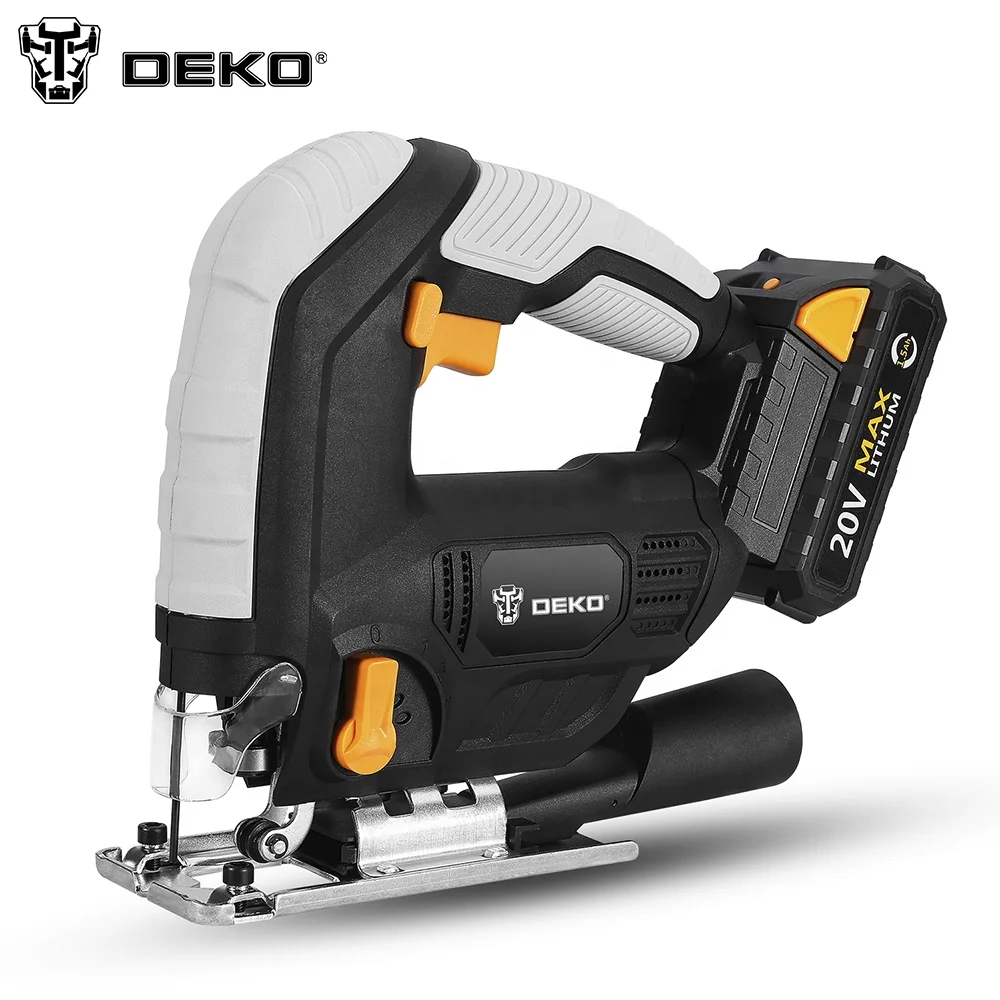 
DEKO DKJS20Q2A 20V Cordless Jig Saw LED light Adjustable Speed Electric Saw with Li ion Battery Blades 