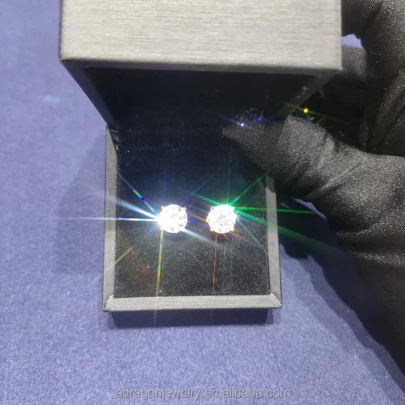 9mm 10mm 3ct 4 ct High Quality 925 Sterling Silver Earrings D color VVS Moissanite Stud Earring For Men Women