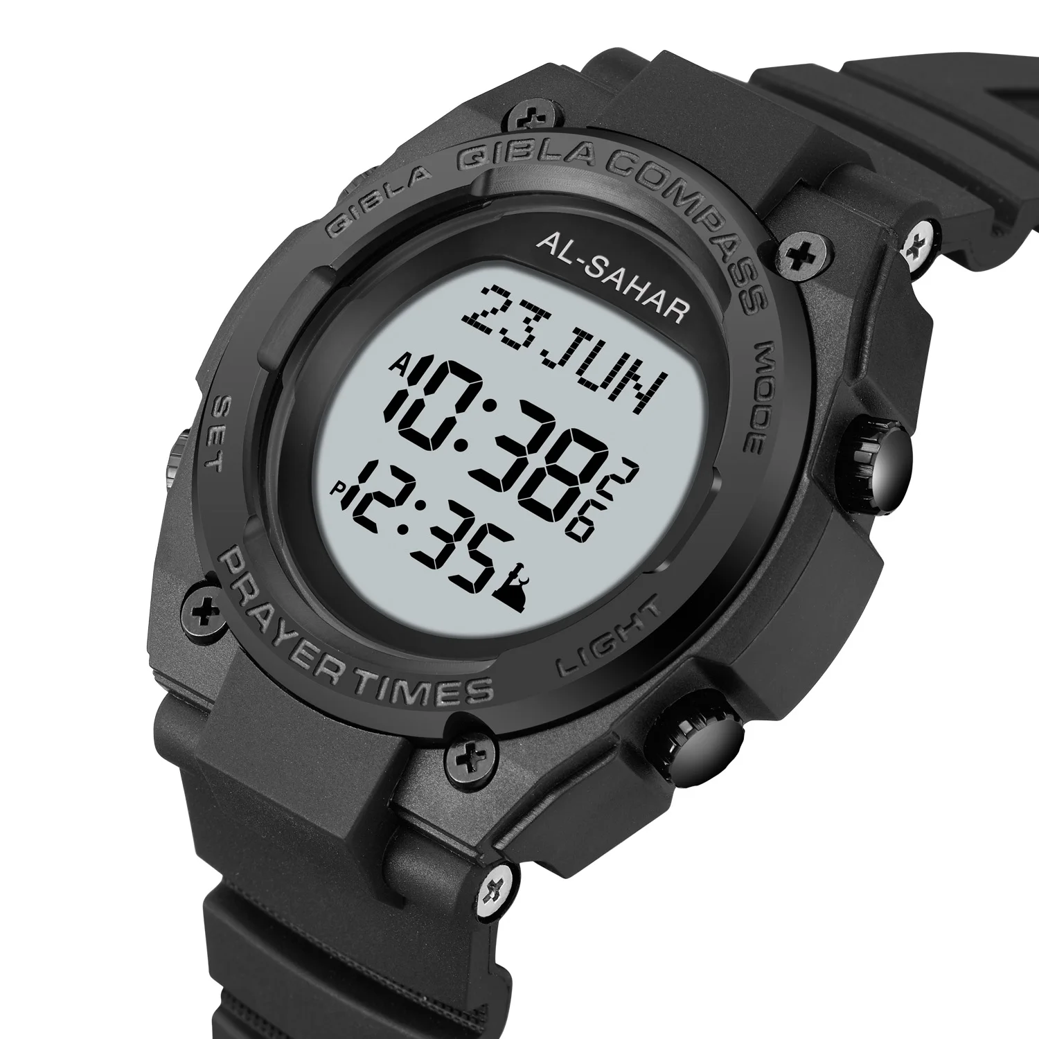 Brand New AL-Sahar AS-Q017 Quality Wholesales Athan Pray Watch Digital Sport Auto Qibla Islamic Prayer Time Alarming Men Watch