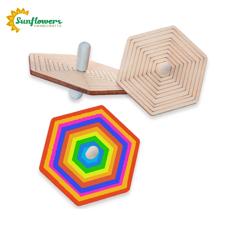 Kids DIY Painting Family Play Toys Wooden Spinning Top for DIY crafts projects