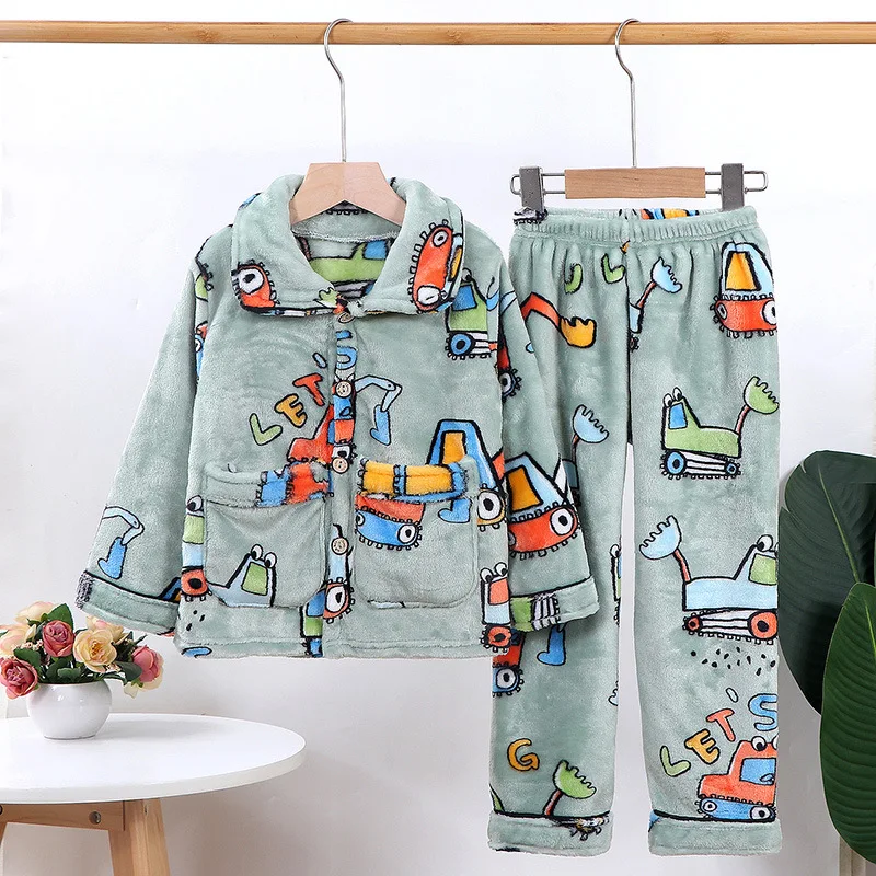 Factory Price Kids Girl Pajama Sets Hot Sale Winter Long Sleeve Pajama Sets Casual Flannel Pajama Sets