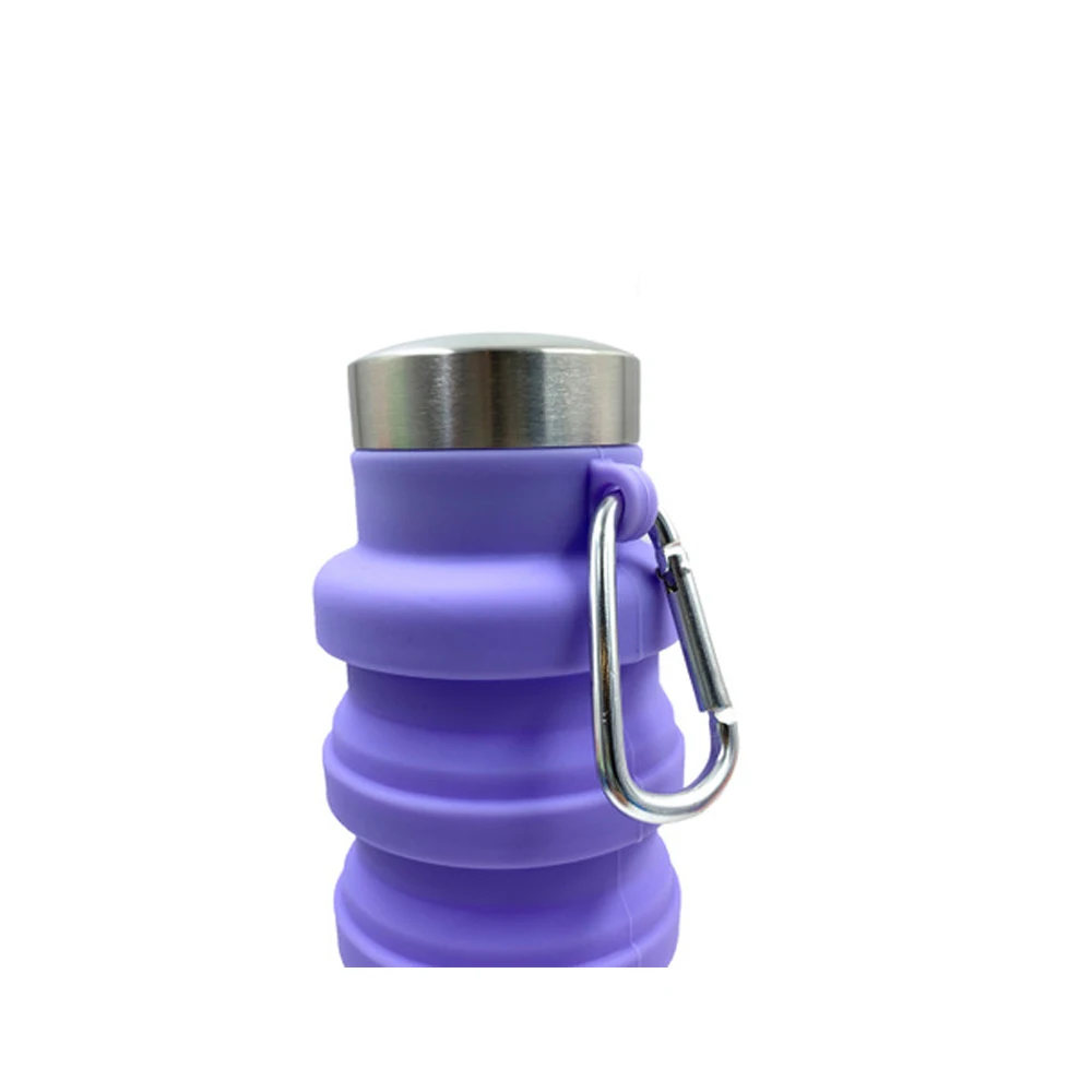 Wholesale Cheap Travel Camping Folding Silicone Water Bottle Foldable Accordion Silicone Folding Collapsible Water Bottle